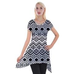 Aztec Design  Pattern Short Sleeve Side Drop Tunic