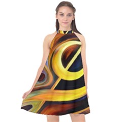 Art Oil Picture Music Nota Halter Neckline Chiffon Dress 