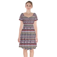 Aztec Pattern Art Short Sleeve Bardot Dress