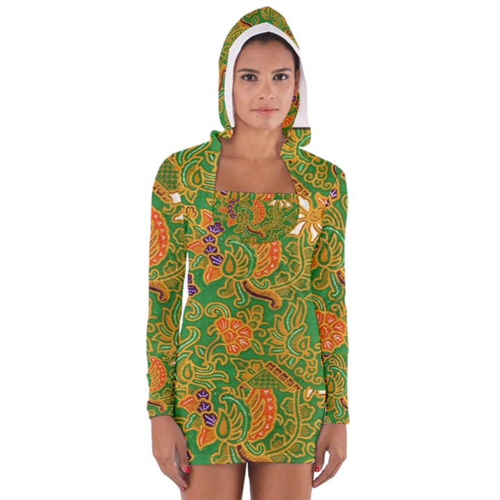 Art Batik The Traditional Fabric Long Sleeve Hooded T-shirt