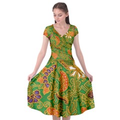 Art Batik The Traditional Fabric Cap Sleeve Wrap Front Dress