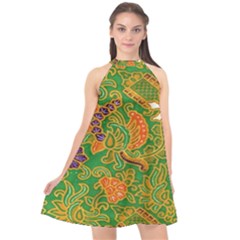 Art Batik The Traditional Fabric Halter Neckline Chiffon Dress  by BangZart