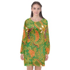 Art Batik The Traditional Fabric Long Sleeve Chiffon Shift Dress  by BangZart