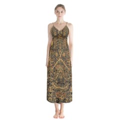 Art Indonesian Batik Button Up Chiffon Maxi Dress