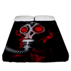 Gas Mask Fitted Sheet (queen Size) by Valentinaart