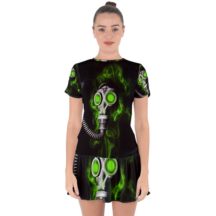 Gas mask Drop Hem Mini Chiffon Dress