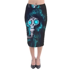 Gas Mask Velvet Midi Pencil Skirt by Valentinaart