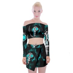 Gas Mask Off Shoulder Top With Skirt Set by Valentinaart