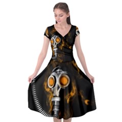 Gas Mask Cap Sleeve Wrap Front Dress