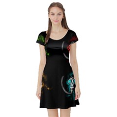 Gas Mask Short Sleeve Skater Dress by Valentinaart