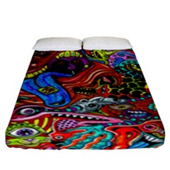 Art Color Dark Detail Monsters Psychedelic Fitted Sheet (king Size) by BangZart