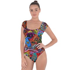 Art Color Dark Detail Monsters Psychedelic Short Sleeve Leotard 