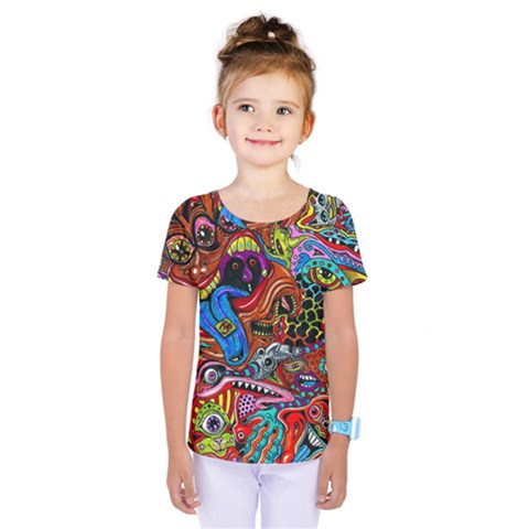 Art Color Dark Detail Monsters Psychedelic Kids  One Piece Tee by BangZart