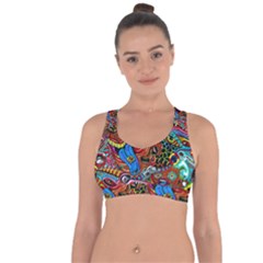 Art Color Dark Detail Monsters Psychedelic Cross String Back Sports Bra