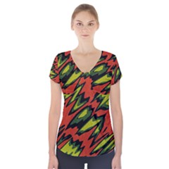 Distorted shapes                              Short Sleeve Front Detail Top