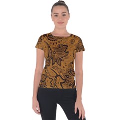 Art Traditional Batik Flower Pattern Short Sleeve Sports Top  by BangZart