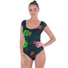 Abstract Bug Insect Pattern Short Sleeve Leotard 