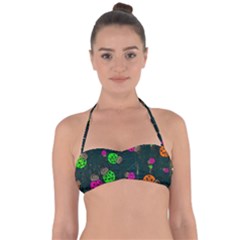 Abstract Bug Insect Pattern Halter Bandeau Bikini Top