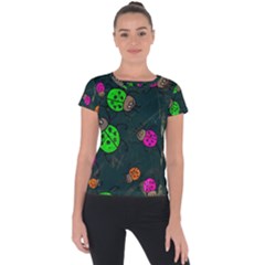 Abstract Bug Insect Pattern Short Sleeve Sports Top 