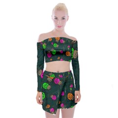 Abstract Bug Insect Pattern Off Shoulder Top With Skirt Set by BangZart