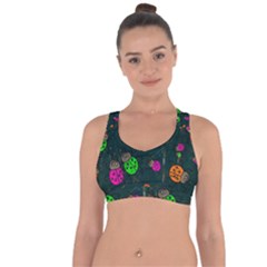 Abstract Bug Insect Pattern Cross String Back Sports Bra