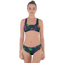 Abstract Bug Insect Pattern Criss Cross Bikini Set