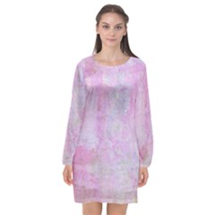 Pink Texture                     Long Sleeve Chiffon Shift Dress