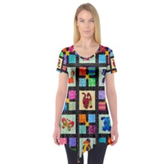 Animal Party Pattern Short Sleeve Tunic  by BangZart