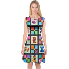 Animal Party Pattern Capsleeve Midi Dress by BangZart