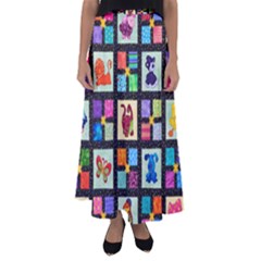 Animal Party Pattern Flared Maxi Skirt