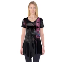 Night Walk Short Sleeve Tunic  by Valentinaart