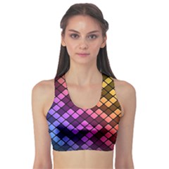 Abstract Small Block Pattern Sports Bra by BangZart