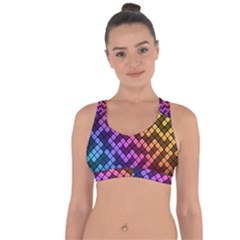 Abstract Small Block Pattern Cross String Back Sports Bra