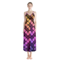 Abstract Small Block Pattern Button Up Chiffon Maxi Dress by BangZart