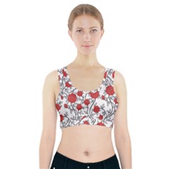 Texture Roses Flowers Sports Bra With Pocket