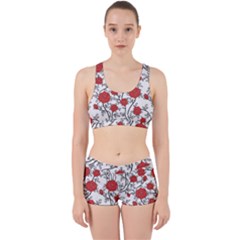 Texture Roses Flowers Work It Out Sports Bra Set