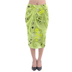 Flowers On A Green Background                              Midi Pencil Skirt by LalyLauraFLM