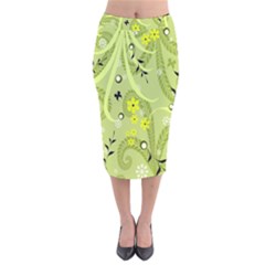 Flowers On A Green Background                              Velvet Pencil Skirt by LalyLauraFLM