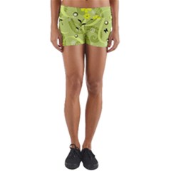 Flowers On A Green Background                     Yoga Shorts