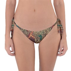 Art Traditional Flower  Batik Pattern Reversible Bikini Bottom