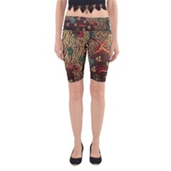 Art Traditional Flower  Batik Pattern Yoga Cropped Leggings by BangZart