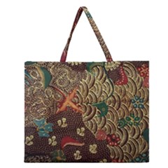 Art Traditional Flower  Batik Pattern Zipper Large Tote Bag by BangZart