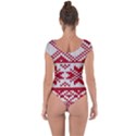 Crimson Knitting Pattern Background Vector Short Sleeve Leotard  View2