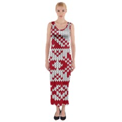 Crimson Knitting Pattern Background Vector Fitted Maxi Dress by BangZart