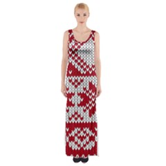 Crimson Knitting Pattern Background Vector Maxi Thigh Split Dress by BangZart