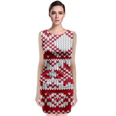 Crimson Knitting Pattern Background Vector Classic Sleeveless Midi Dress