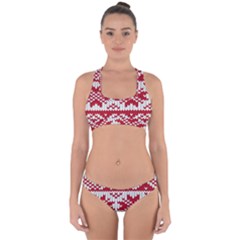 Crimson Knitting Pattern Background Vector Cross Back Hipster Bikini Set