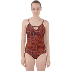 Crocodile Skin Texture Cut Out Top Tankini Set