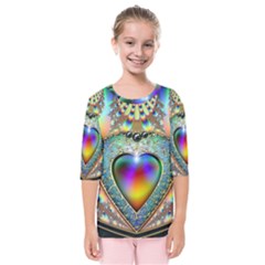 Rainbow Fractal Kids  Quarter Sleeve Raglan Tee