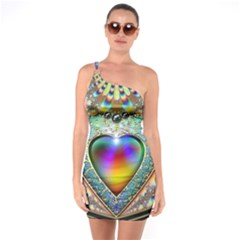 Rainbow Fractal One Soulder Bodycon Dress